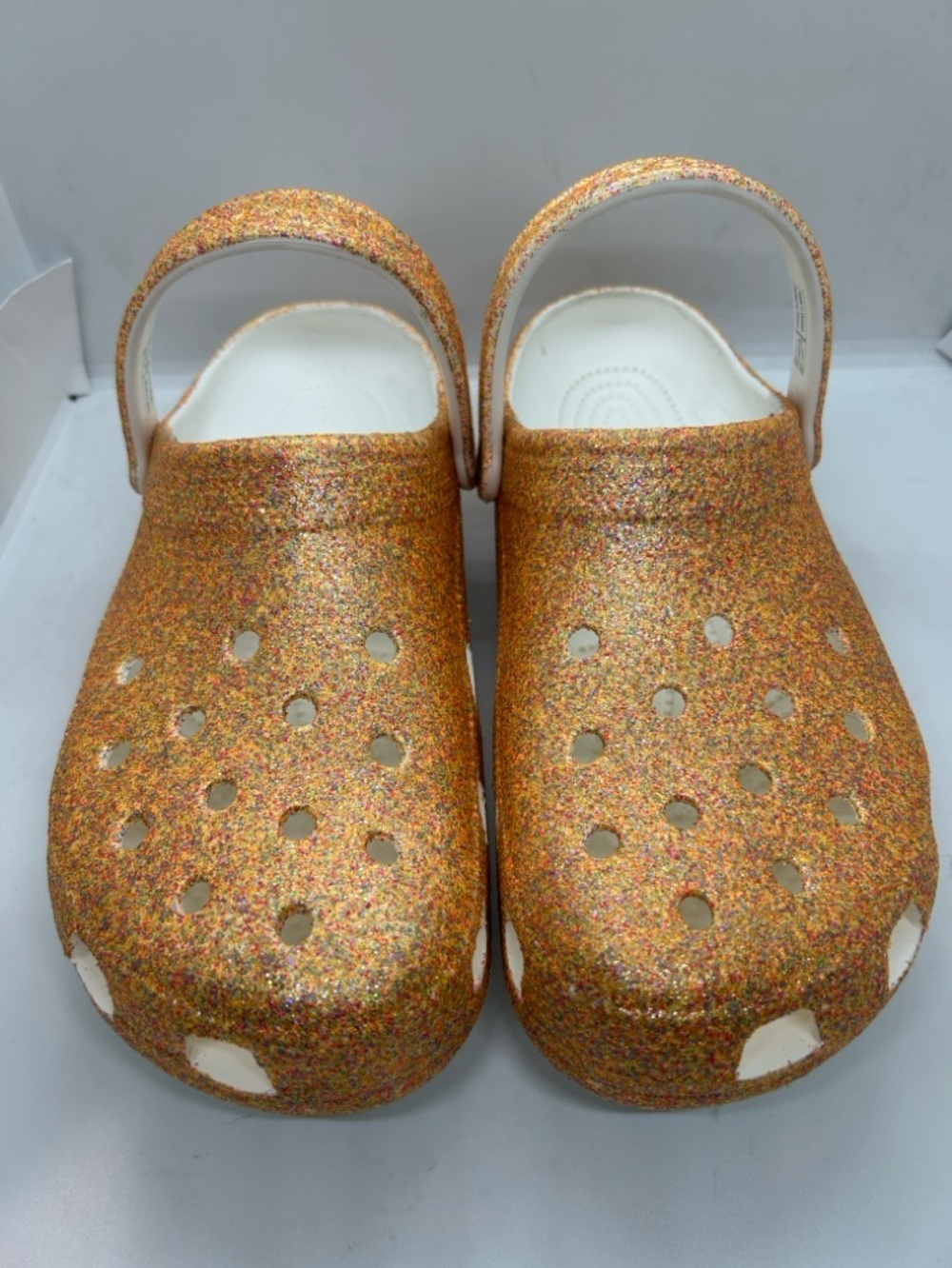 CROCS Men’s CLASSIC GLITTER ORANGE SORBET 🍊 CLOGS SANDALS SHOES Sz 11